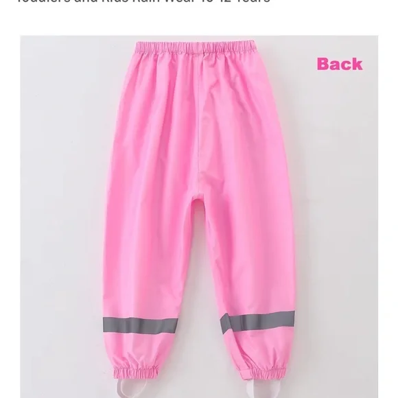 Kids Pink Waterproof Rain Pants - Picture 6 of 7
